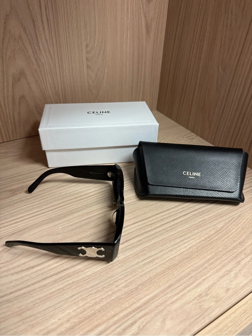 Celine Black Sunglasses with Silver Triomphe Detail - Picture 2 of 12